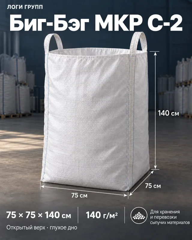 Биг-Бэг МКР С-2 75 × 75 × 140 см, 140 г/м², открытый верх / глухое дно