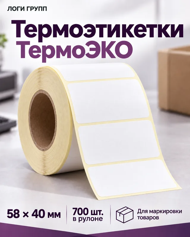 Термоэтикетки ТермоЭКО 58 × 40 мм, 700 шт./рулон — для Wildberries