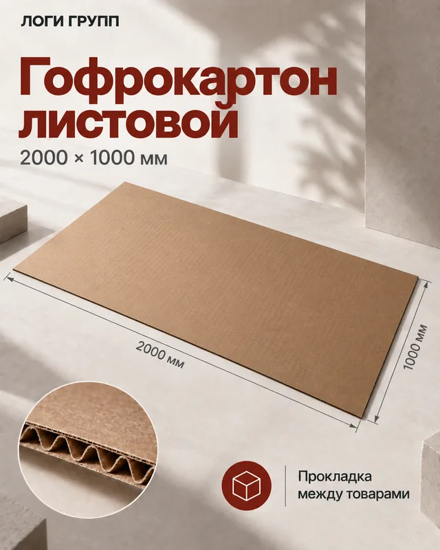 Гофрокартон листовой 2000 × 1000 мм
