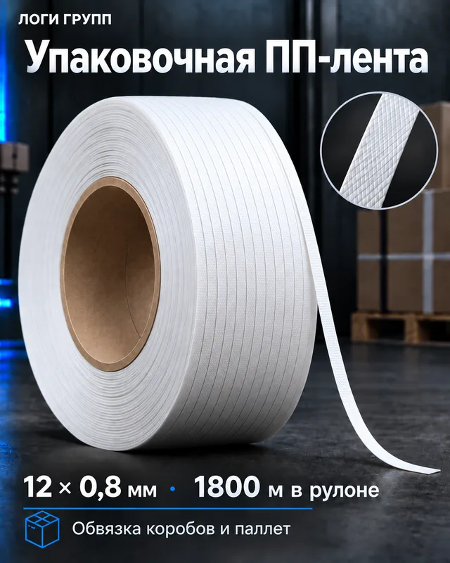 Упаковочная ПП-лента 12 × 0,8 мм, 1800 м