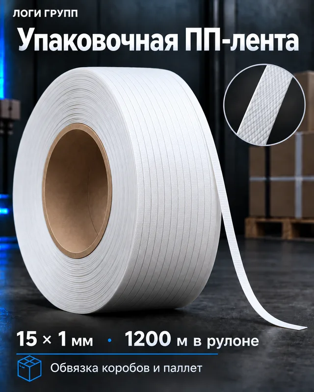 Упаковочная ПП-лента 15 × 1 мм, 1200 м