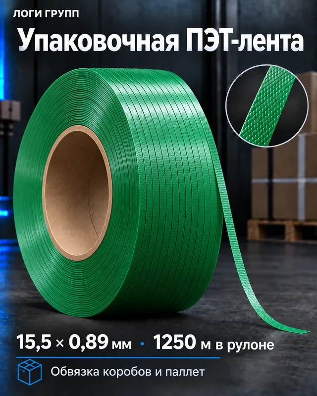 Упаковочная ПЭТ-лента 15,5 × 0,89 мм, 1250 м