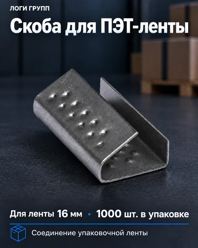 Скоба для ПЭТ-ленты 16 мм, 1000 шт./упак