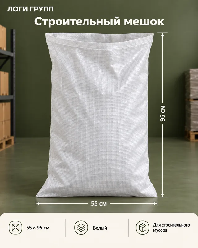 Мешок строительный 55 × 95 см, белый